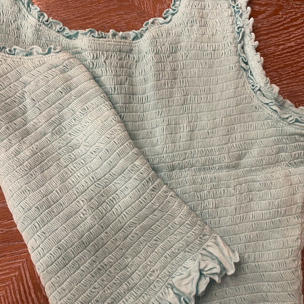 Anthropologie Sky Blue Ruffled Tank Top - Picture 5 of 6